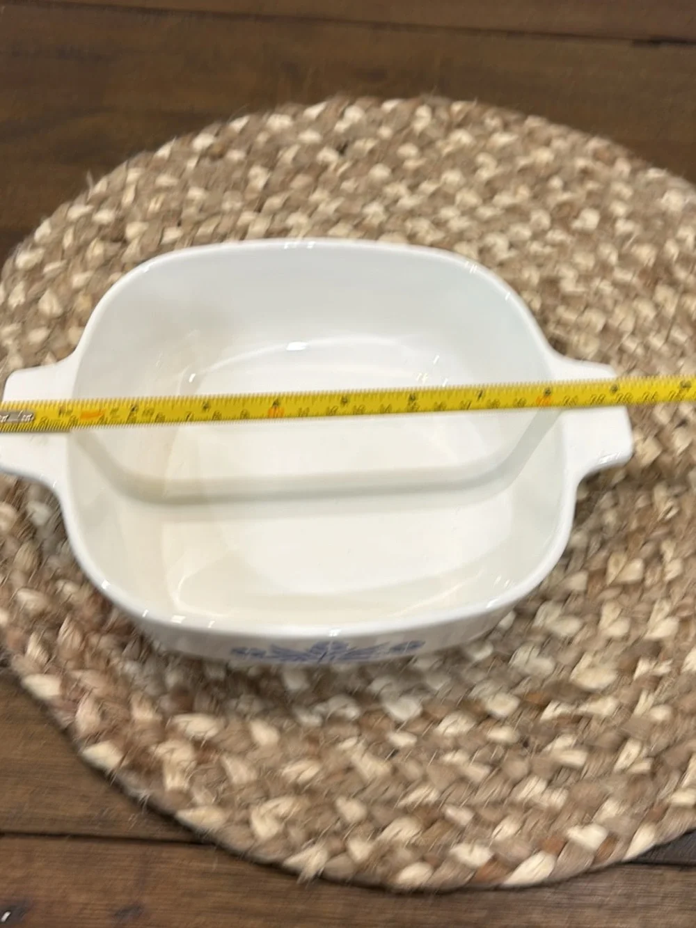 Corningware White Baking Casserole with Blue Floral Design 1qt size no lid